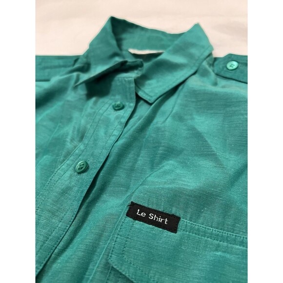Vintage Royal Silk Le Shirt Blouse Green Button Up Dress Shirt Women’s Size 8 - Picture 1 of 8